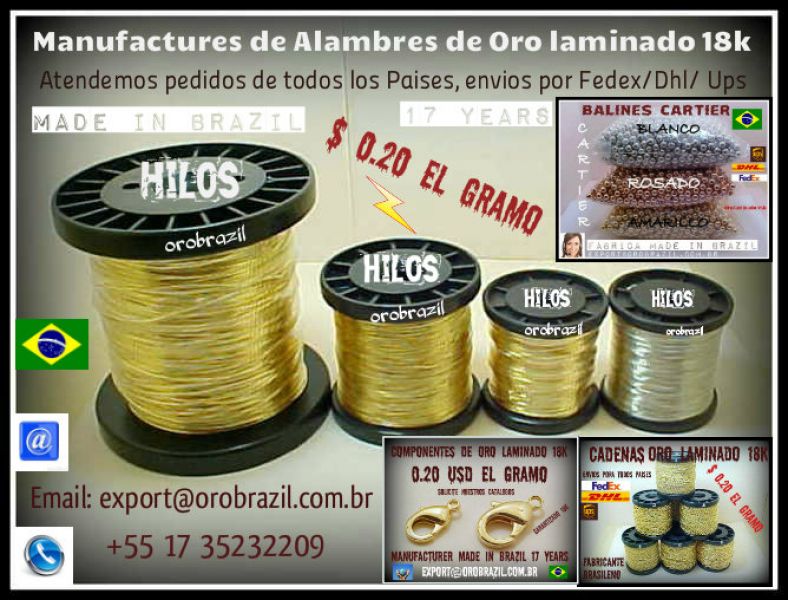 Alambres gold filled 18k para crear bisuterias y joyerias - Orobrazil